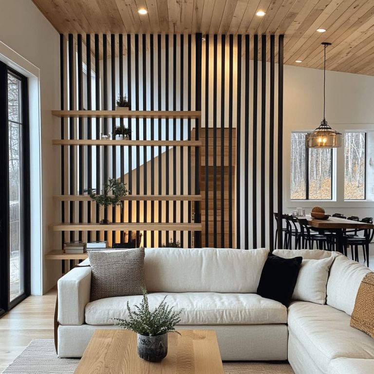 Wood Slat Divider Ideas for Open Rooms Needing Definition